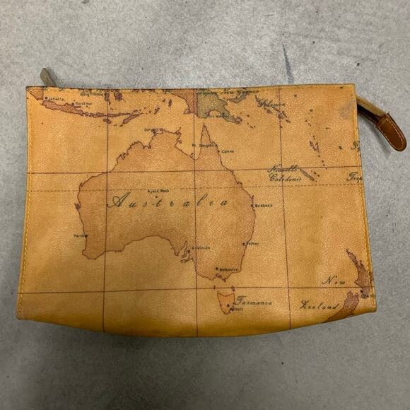 1'‎ Classe Alviero Martini | Australia Classe Geo Cotton Leather Clutch Pouch - Picture 1 of 5